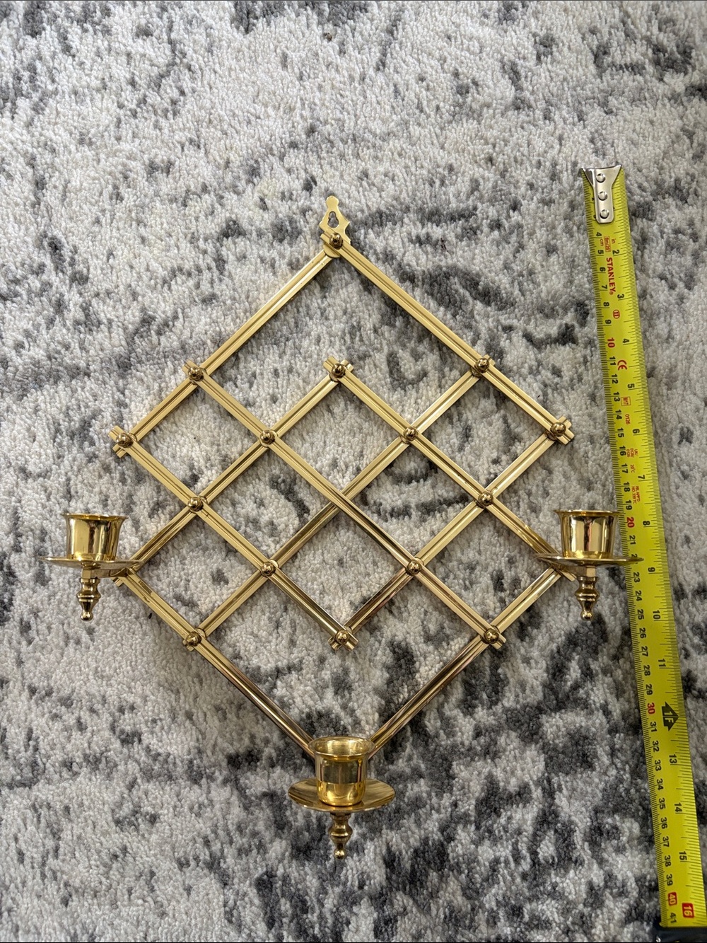 Brass Three-Arm collapsible accordion style Wall Candle Sconce - Gold